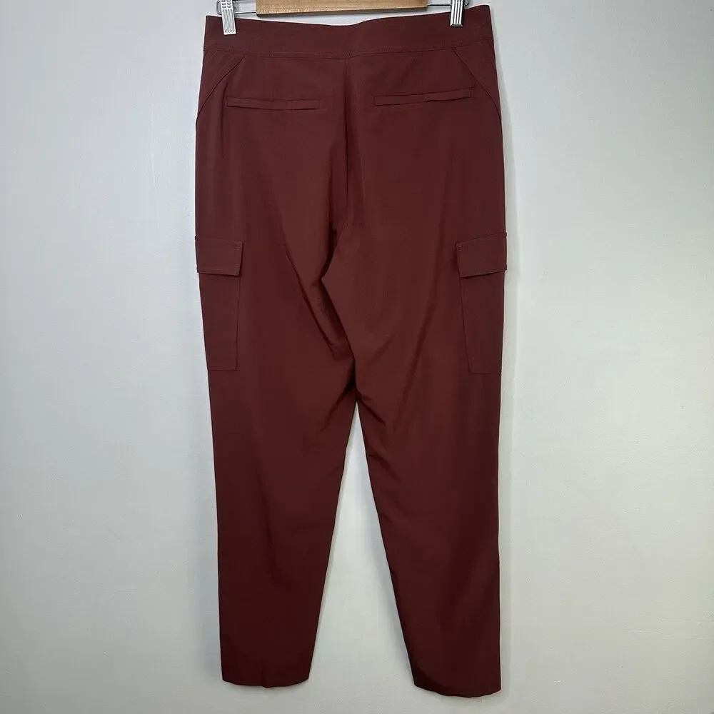 Athleta Pants Women Sz 4 Uptown Ankle Cognac Brown Lightweight Athleisure Modern - Picture 2 of 7